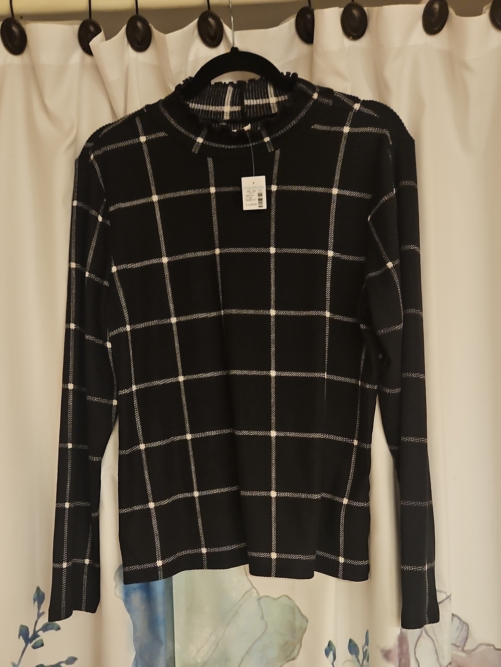 Maurices Black Windowpane Crewneck Sweater